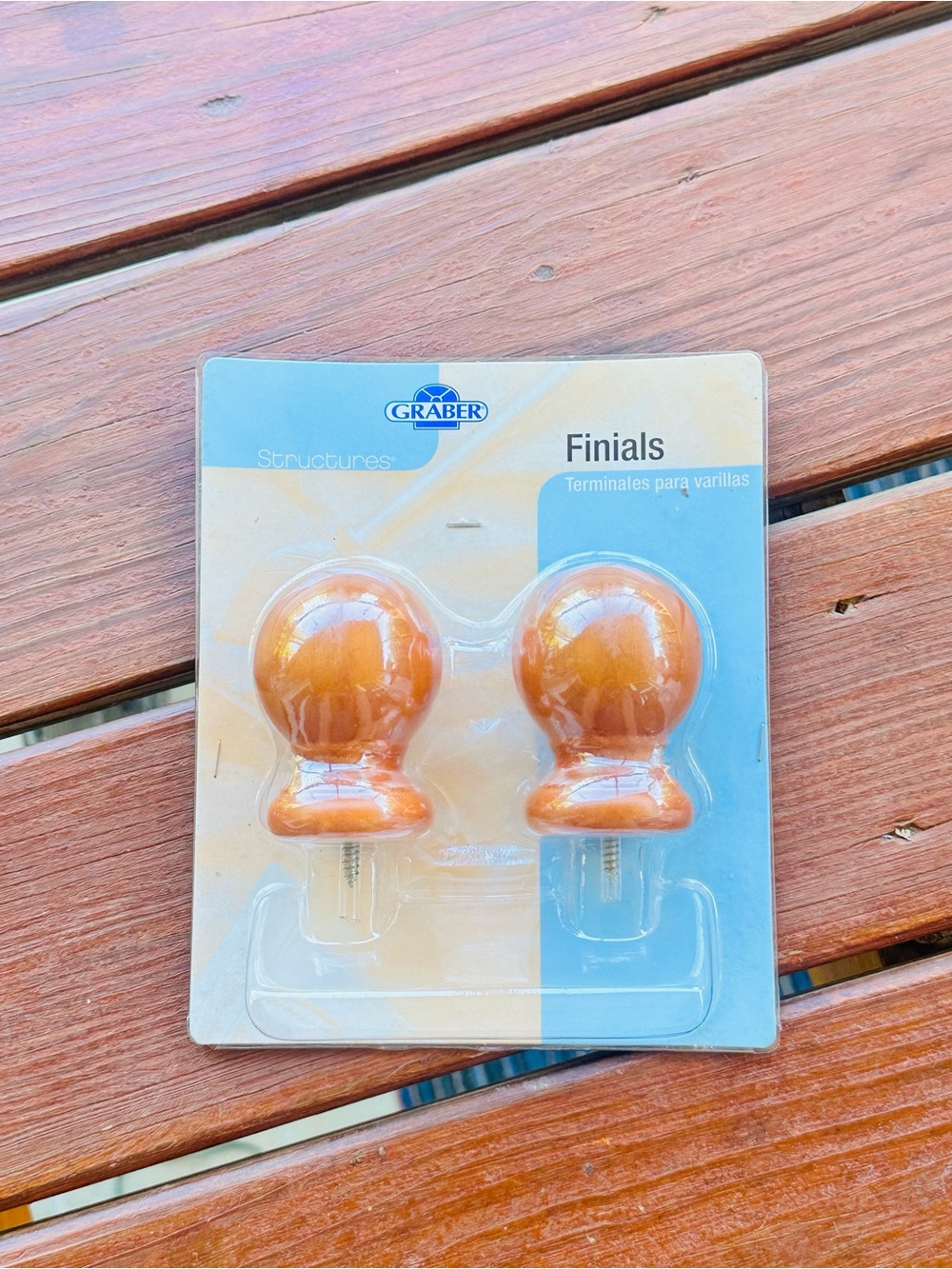 Wooden Finials Oak Finish (2) Sealed